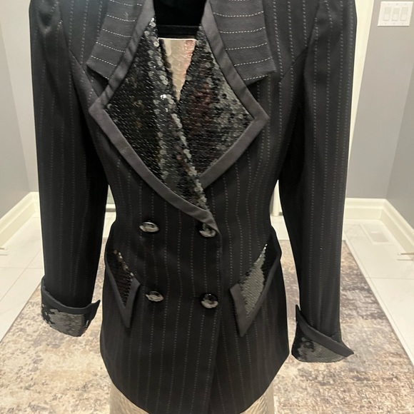 Lillie Rubin pin stripe holiday blazer size 4 1990 does 1970s vintage - Picture 14 of 16